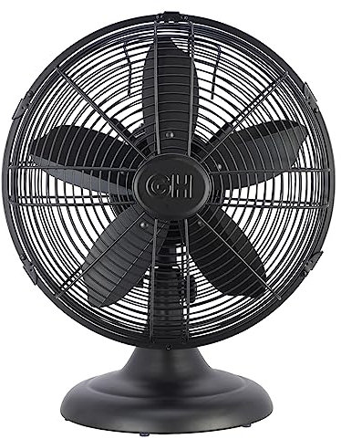Good Housekeeping All-Metal 12 Retro Table Fan, Matte Black
