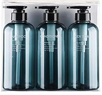 Bouteilles de shampooing vides 3 en 1 de 500 ml avec pompe rechargeable, conteneurs distributeurs pour après-shampoing, gel douche, shampooing