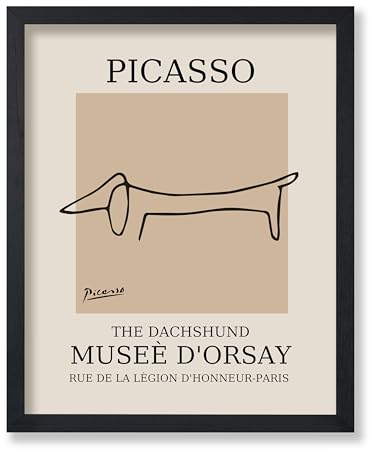 Poster Master Vintage Picasso Poster – Retro Minimalistischer Druck – 20,3 x 25,4 cm ungerahmt Wandkunst – Geschenk für Künstler, Einweihungsfeier – Dackel-Hund, Linienzeichnung, abstrakt –