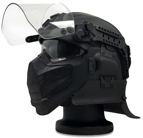 Taktisches Anti-Riot-Helm-Set, Stahl-Mesh-Maske, Schutzbrille, Ohr/Hals, Komplett-Schutzausrüstung, für SWAT Airsoft Wargame Cosplay