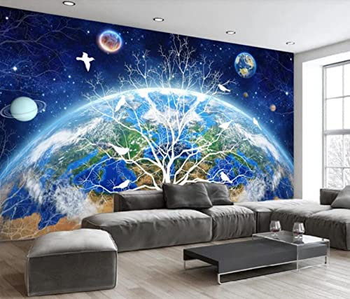 3D-Tapete, Ziegelwand, Schwarz-Weiß-Baum, Wandbild, Tapete für Wände, Wohnzimmer, Heimdekoration, Tapetenhintergrund * 150 cm x 105 cm (59,1 x 41,3 Zoll)