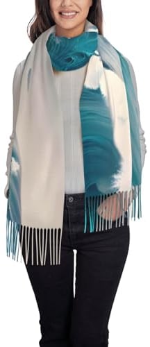FWJZDSP Cartoon Blue Sea Wave Quaste Schal Pashminas Tücher und Wraps für Abendkleid Brautjungfer Winter warme Schals