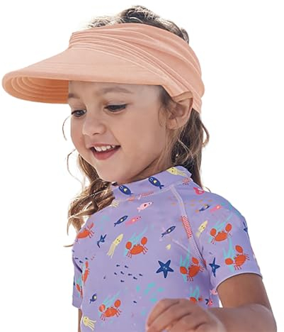 YAMEE Visor Cap Children's UV Protection, Sun Visor Girls Ponytail Beach Hat Girls Sun Hats Empty Top Baseball Cap, Sun Visor Children Breathable, Summer Hat Sun Hat Boys Girls for 1-9 Years, pink, S