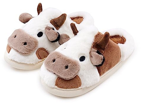 sharllen Kuh Hausschuhe Damen Herren Plüsch Flauschige Tiere Pantoffeln Winter Warme Hausschuhe Kuschel Lustig Rutschfeste Hauspantoffeln