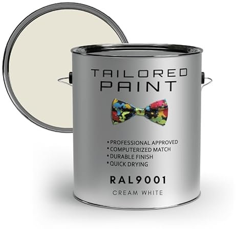 Tailored Paint uPVC Window & Door 1K Paint Brush or Spray On - Matt Finish - RAL9001, Cream White - 5000ml (5L) Tin