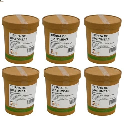 BricoLoco.com Tierra de diatomeas micronizada multiuso Pack 6x500 grs Diatomita insecticida, fungicida, desparasitar, fertilizante ecológico natural en jardinería y agricultura, piscinas. (6x500 grs)