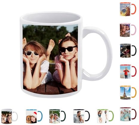 Générique Mug Personnalisé Avec 2 Photos - Personnalisable Avec vos Photos -Cadeau Personnalisé - Tasse à Café Personnalisable Céramique Mug-Va au Micro Ondes,325ml (White)