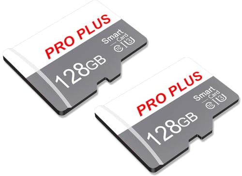 Lot de 2 Carte Mémoire 128 Go avec Adaptateur, Carte Mémoire TF Haute Vitesse, UHS-I, A1, C10, Carte TF pour Tablette/Téléphone/Appareil Photo/Autoradio/Enregistreur de Conduite (TF183 128 Go)