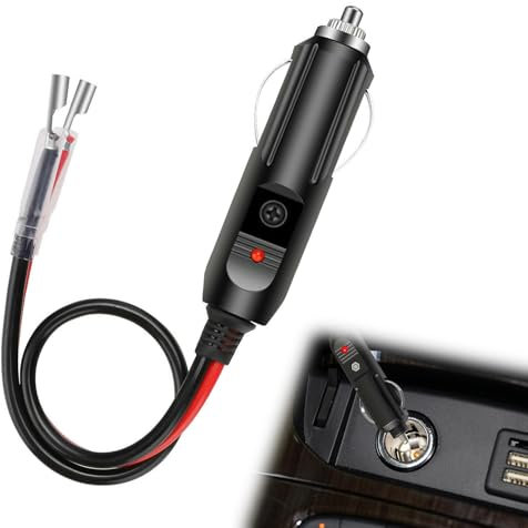 1 Pcs Car Replacement 12V/24V Cigarette Lighter with Male Plug and Lead, For Automobiles, Ships and Other Equipment, Such as Air Purifiers, GPS
