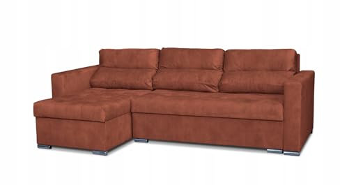 Family Meble Ecksofa, Modell Varius, mit Schlaffunktion, Freistehendes, Ausklappbares, Behälter für Bettwäsche, Strapazierfähiges Material, Schmutzabweisend, für Wohnzimmer, Schlafzimmer, Aura 07