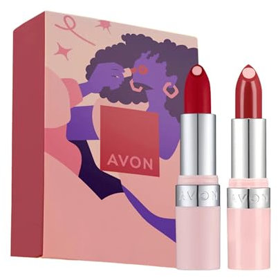 Avon Hydramatic Matte and Shine Red Two Piece Gift Set, Gift For Makeup Lovers, Defines and Contours, For Plumper Looking Lips, Cruelty Free
