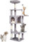 VEVOR Arbre à Chat, 154 cm, Tour d'escalade à Chats avec griffoir en sisal, Niche, hamac, perchoir supérieur, Plates-Formes de Saut, Balle Suspendue, pour activités d'intérieur des Chats, Gris Clair