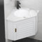 WNYAILLL Dreieckiges Wandwaschbecken, Eckwaschbecken Mit Unterschrank, für kleine Garderoben und Badezimmer, Mit Heißem Und Kaltem Wasserhahn-Abfluss(White,47cm/18.5in)