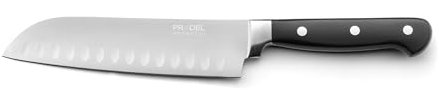 PRADEL ESSENTIEL - Couteau Santoku - Blason - Acier inoxydable 13 C, Finition Satinée - Lame 18 cm - Noir