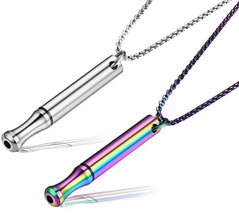 2 Stück Hoki Halskette Gegen Angst, Stressabbau Halskette Edelstahl, Meditations Atemhalskette, Anapana Atmungshalskette, Achtsame Atmung Halskette für Meditation Entspannung Beruhigung, Mann Frau