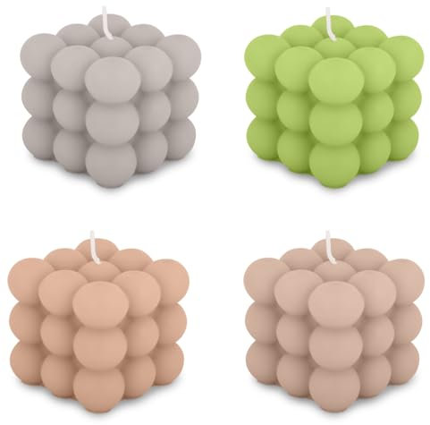 pajoma® Bubble Kerzen Set in verschiedenen Farben | Candle aus Soy Wax + Paraffin | Brenndauer ca. 25 Stunden pro Kerze - H 6 cm Ø 6 cm, 160 g Wachsgewicht | Ästhetische Sojawachs Candles für Wohnkult