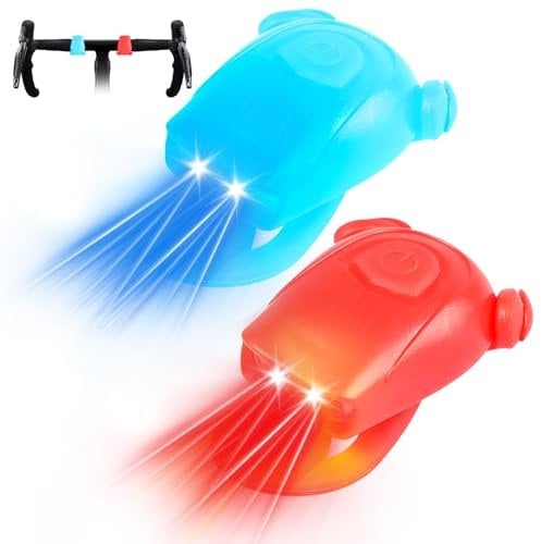 RoserRose 2 Stück Kinder Scooter Licht - LED Warnlicht für Kinderfahrrad, Wasserfestes Fahrradlicht Set mit Batterie - Inklusive Rote & Weiße Lichter - Ideal für Kinderroller, Laufrad und E-Scooter