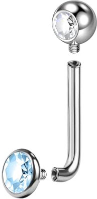 BodyAce F136 Titan Christina Piercings Hantel, 14G Innengewinde Vertikale Haube Bauchnabelpiercing, L Gebogen VCH Ringe Christina Barbells Bauchnabelschmuck [Blau;Stablänge:10mm]