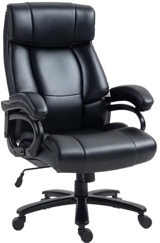 Vinsetto Sedia da Ufficio Massaggiante e Riscaldata 2 Punti Massaggio Nera | 8 Programmi, Sedia da Ufficio Ergonomica, Funzione Dondolo, Finta Pelle