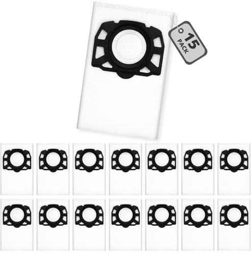 15 sacchetti per aspirapolvere per Kärcher WD4 WD5 WD6 sacchetti filtranti in tessuto non tessuto, compatibili con Kärcher KFI 487, MV4 MV5 MV6