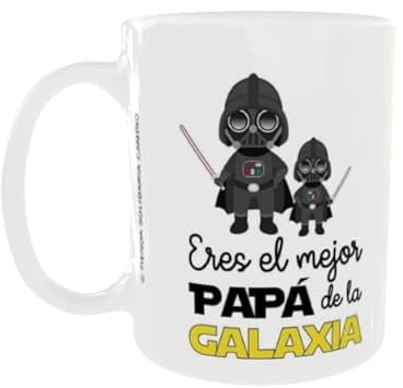 Tienda solidaria Camino Taza para el Día del Padre, Tazas originales para el Desayuno, Tazas para Padres Primerizos, Tazas Originales para Regalar Padres. (El mejor padre de la Galaxia)