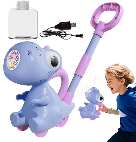Bubble Che Spielzeug Bubble Rasenmäher Bubble Blower Maker | Dinosaurier Push Backyard Toy für und Mädchen, 10 Löcher, Spaß im Freien