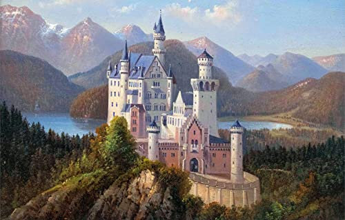 Klassisches 3D-Puzzle mit 2000 Teilen, Schloss Neuschwanstein und Bayerische Alpen, personalisiertes Puzzle, 70 x 100 cm