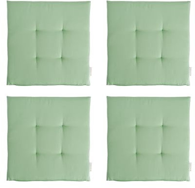 TOM TAILOR NEU! Sitzkissen Stuhl 4er Set - gemütliche Stuhlkissen 40x40 cm in Grün - Sitzauflage waschbar für Esszimmer, Bürostuhl, Bank, Boden & Gartenmöbel - Oeko Tex Zertifiziert