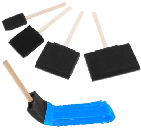4 Stück Schwammpinsel Schaumstoffpinsel Malutensilien Set Holzgriff Stupfpinsel Schwamm Schaum Pinsel Farbschwammpinsel Farbapplikator Malschwammstempel Malzubehör für DIY Bastelprojekte