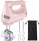 Elektrischer Handmixer 300W mit Edelstahl Schneebesen, Knethaken, Elektrische Handrührer,Turbo Boost /5 Geschwindigkeit, Handrührgerät für Backen Kuchen, Eier Sahne Lebensmittel-Mixer (Rosa)