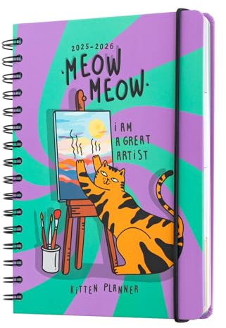 Grupo Erik Kalender 2026 Buchkalender Schülerkalender 2025/2026 Meow Meow - Terminplaner Schulplaner 2025 2026 A5 Schüler und Studierende Ringbuch A5 Geschenk Einschulung Junge und Mädchen