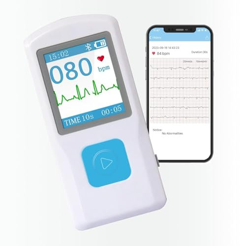 Portable ECG Heart Rate Monitor with LCD Screen, 4 Measurement Methods, Instant 10-Second Results, 99 Data Storage, Compatible with Smartphones for Home and Travel Use