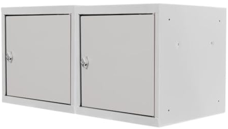 PROREGAL Mega Deal | 2X Schließfachwürfel Blocky mit Zylinderschloss + 2 Schlüssel | HxBxT 40x40x40cm | Lichtgrau | Schließfachschrank Metallspind Wertfachschrank