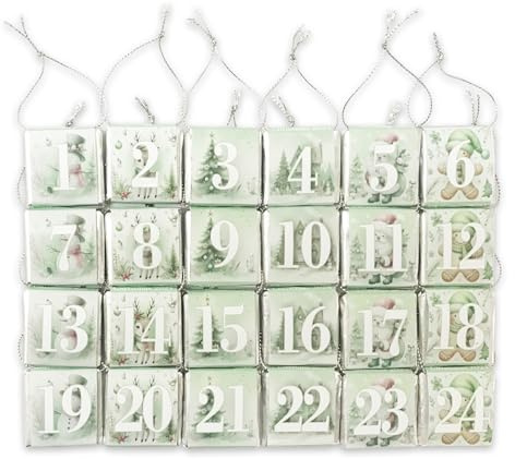24 Adventskalender Pralinen mit Milch-, Orangen- oder Minzgeschmack in 6 verschiedenen Designs (Orange)