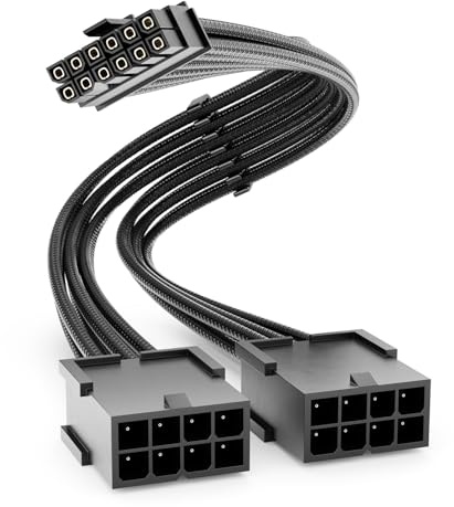 deleyCON 30cm Cavo di Prolunga PCIe 12‑pin a 2x 8‑pin - Cavo GPU PCI‑E per Schede Grafiche GeForce RTX 3070/3080/3080Ti/3090