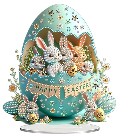 Diamond Painting Ostern Tischdeko Hase – 5d Diamond Painting Frühling Diy Bastelset, Osterdeko Zum Aufstellen, Kreative Frühlingsdekoration Für Zuhause