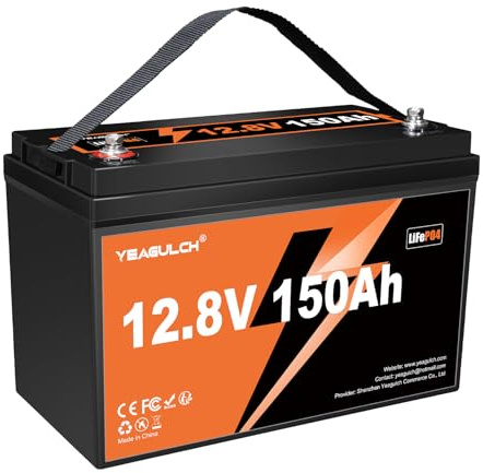YEAGULCH 12V 150Ah LiFePO4 Lithium Batterie 100A BMS 15000 Zyklen | 1920Wh wiederaufladbare ideal für Wohnmobile Solarstrom-Speicherung und Off-Grid-Anwendungen