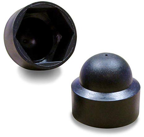 Ajile – 100 Caches Écrous M12 - Clé 19 mm – Protège Écrou Et Vis – Capuchons Plastique Noir Résistants – Cache Vis Décoratif, Protection Anti-Rouille Et Finition Propre - Bricolage