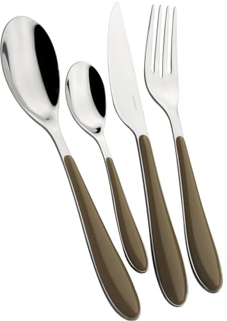 Bugatti GGTA-023F50 - Set di posate Gioia, in acciaio inox, 22x8x30 cm, Tabacco, 24 pezzi