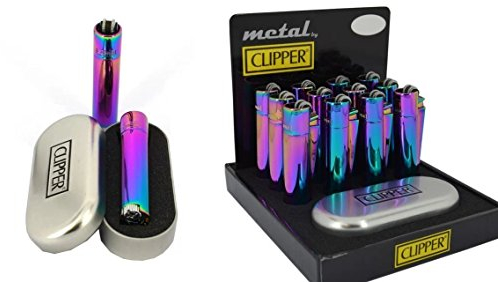 12 x Clipper Rainbow Feuerzeug Metall Flint (unterschiedliche Icy Farben) von sunnydeals® UK (12 Stück)