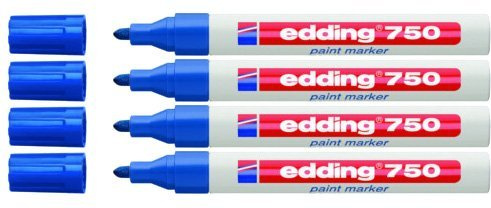 Edding - Marqueur peinture 750 - Pointe 2-4 mm - Industrie, bleu, Lot de 4