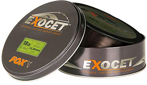 Fox Exocet Mono Trans Khaki Karpfenschnur 1000m, Angelschnur, monofile Schnur zum Karpfenangeln, Schnüre für Karpfen, Durchmesser/Tragkraft:0.37mm / 9.09kg Tragkraft
