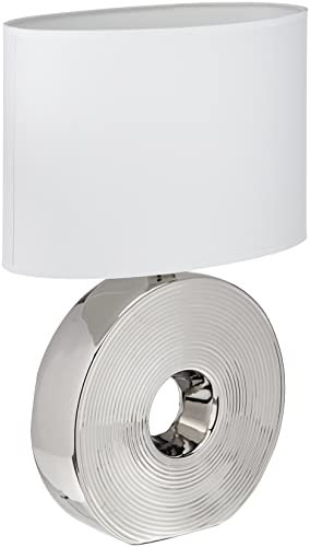 Fischer & Honsel Tischleuchte 1x E27 max.40W // Ker.silberf.Sch.w.ov.H.53cm, 56200, silber/weiß