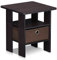 Furinno Andrey Mesita De Noche, Madera compuesta, Nogal Oscuro, 39.37 x 39.37 x 44.45 cm