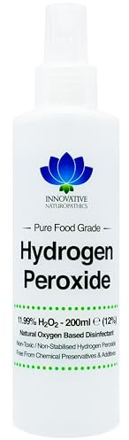 Food Grade Hydrogen Peroxide - Purest Grade 12% (<11.99%) - 200ml Spray - Non Stabilised - Contains Zero Additives - 40 Vols