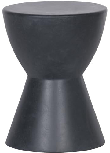 WOOOD Dover Runder Hocker Betonoptik - Sitzhocker aus Fibreclay für Innen- und Außenbereich aus Faserton Couchtisch 2er Set Beistelltische - ø35x45 cm