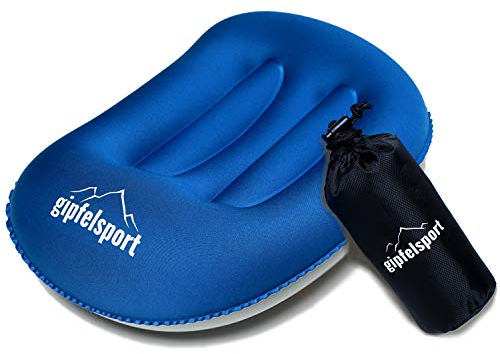 Campingkissen - Reisekissen I Aufblasbares Kissen für die Reise, Camping, Trelkking, Strand I Strandkissen, Kopfkissen, Schwimmkissen I Dunkelblau I ohne Bezug