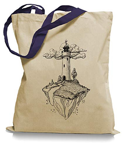 Ma2ca Lighthouse Island - Leuchtturm Tragetasche/Bag/Jutebeutel WM2-navy