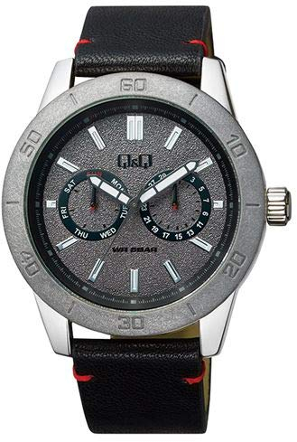 Q&Q Herren-Armbanduhr, analog, graues Zifferblatt, AA34J312Y, Grau, Riemen