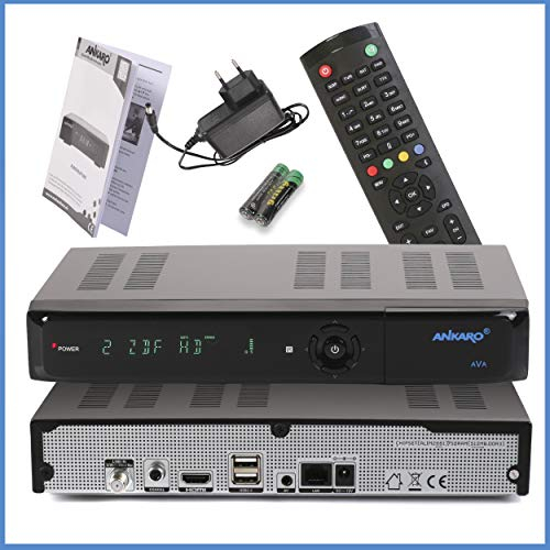 Ankaro AVA Digitaler UHD 4K Satelliten Receiver DVB-S2X H.265 mit alphanumerischem Display und USB Aufnahmefunktion, schwarz